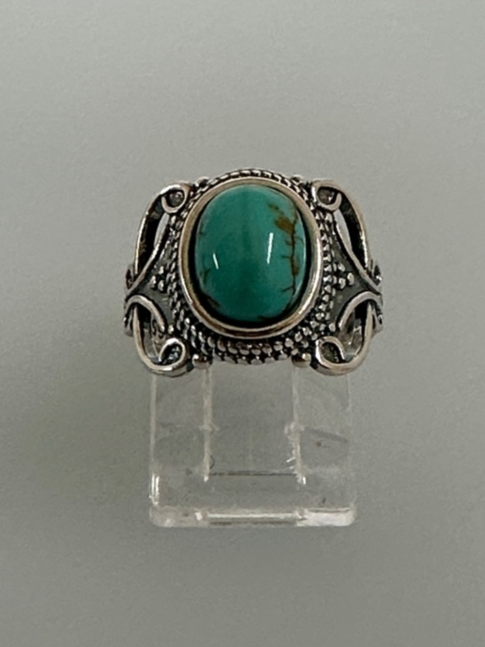 Turquoise Cabochon Silver Statement Ring - Turquoise
